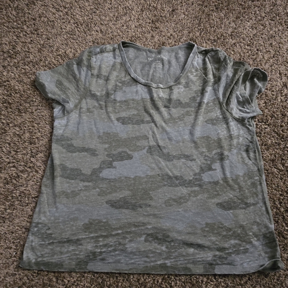 American Eagle Outfitters Green Camouflage Tee